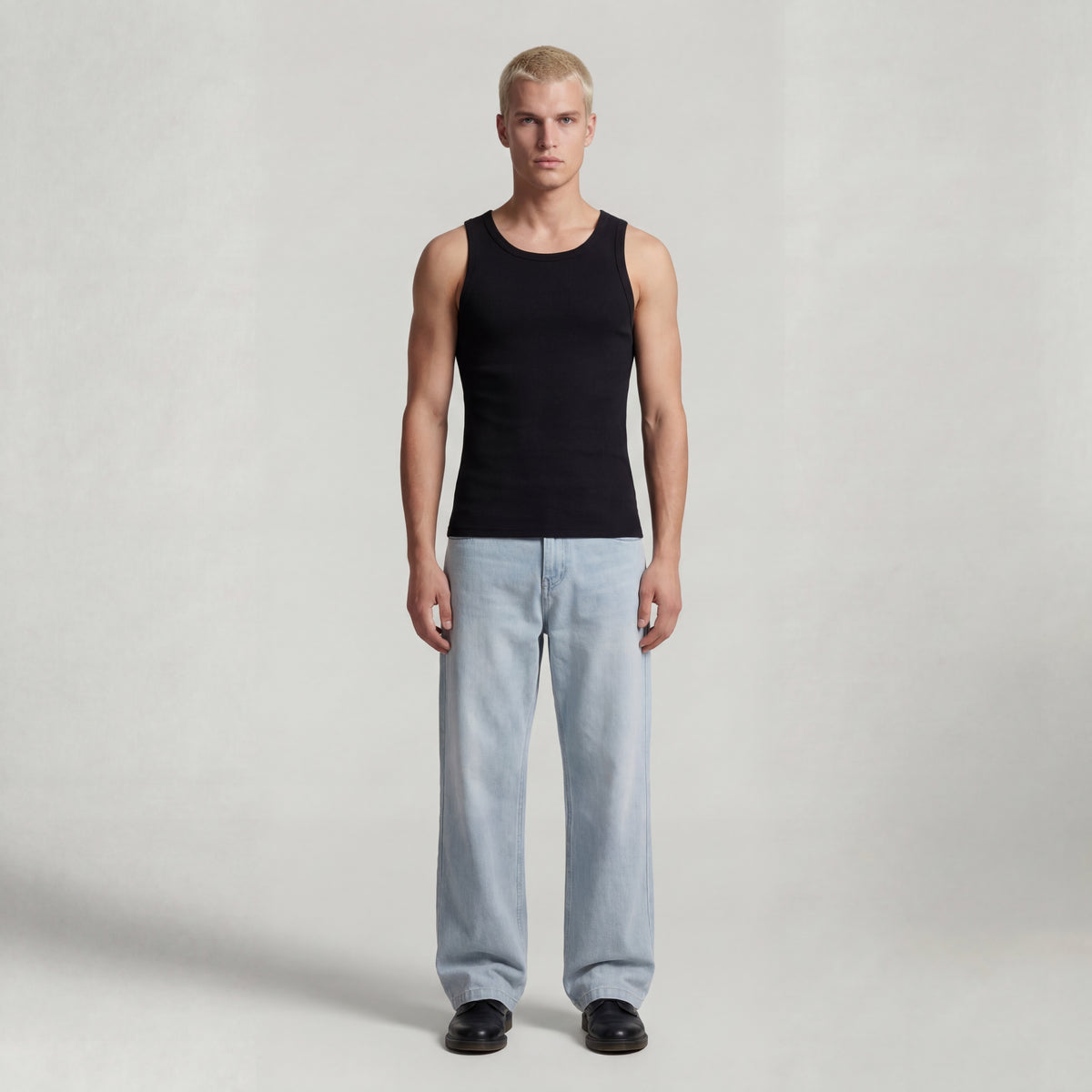 Basic Mens Tank Top " Oyu " Raw Black