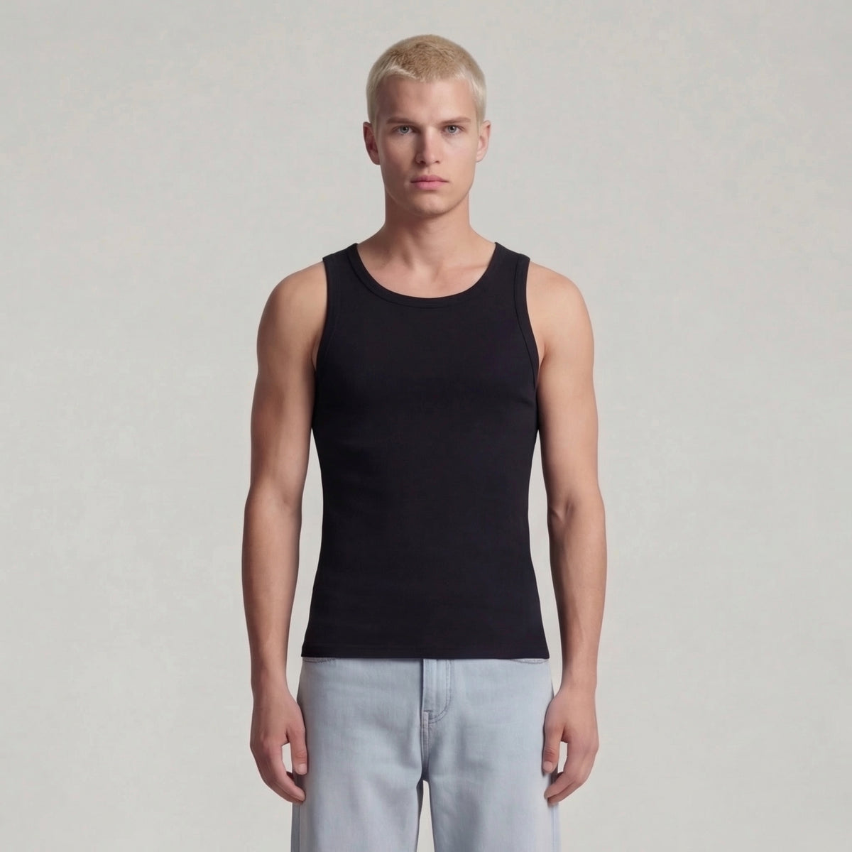 Basic Mens Tank Top " Oyu " Raw Black