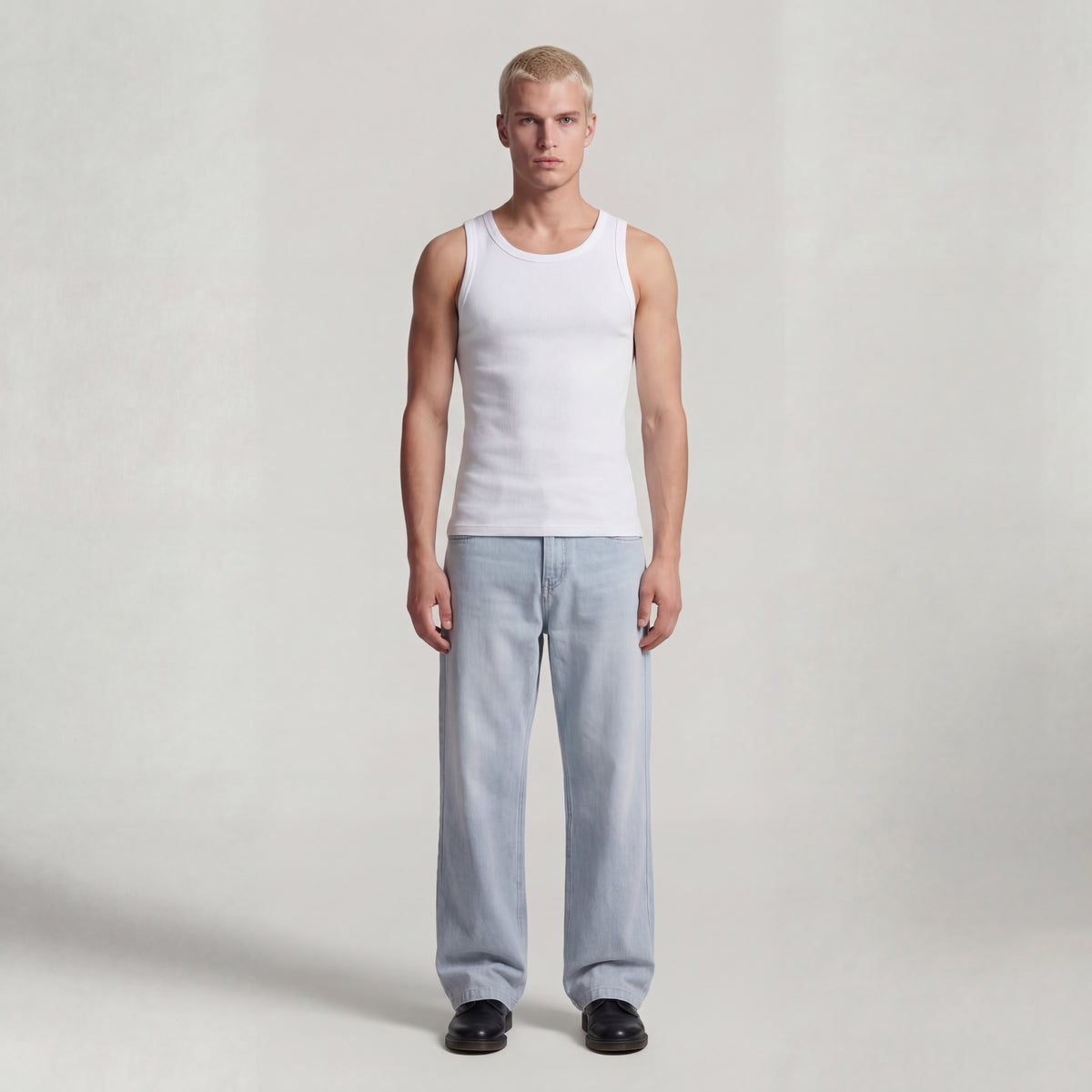 Basic Mens Tank Top " Oyu " Raw White
