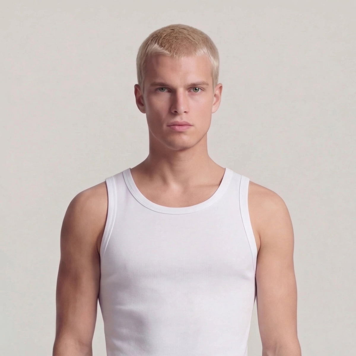 Basic Mens Tank Top " Oyu " Raw White