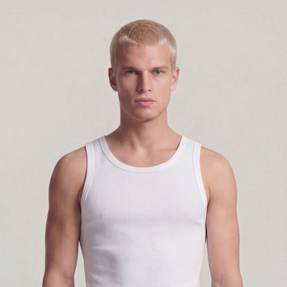 Basic Mens Tank Top " Oyu " Raw White