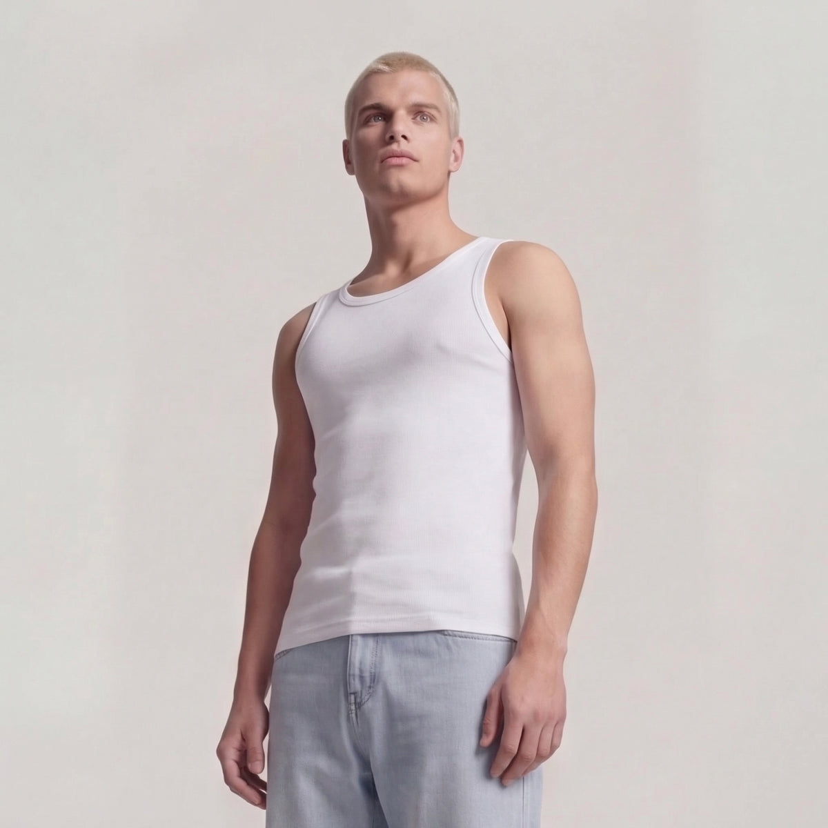 Basic Mens Tank Top " Oyu " Raw White