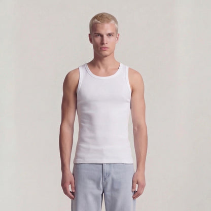 Basic Mens Tank Top " Oyu " Raw White