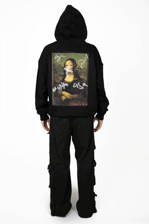 Black Mona lisa Oversized Unisex Hoodie