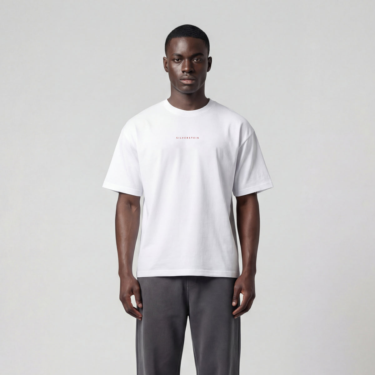 White "Red Basic" Heavy Oversize T-shirt SV-163