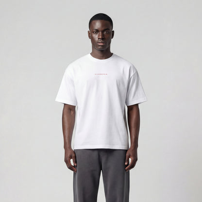 White "Red Basic" Heavy Oversize T-shirt SV-163