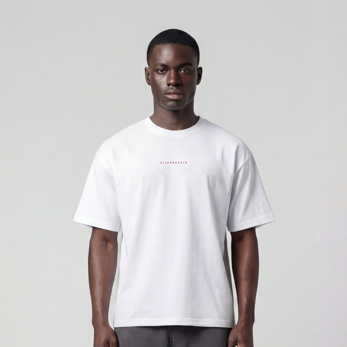 White "Red Basic" Heavy Oversize T-shirt SV-163