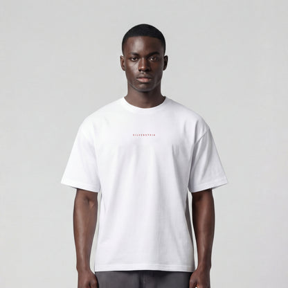 White "Red Basic" Heavy Oversize T-shirt SV-163